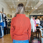 Jennevie Cable Knit Sweater - Brick - Elle Maxine