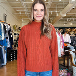 Jennevie Cable Knit Sweater - Brick - Elle Maxine
