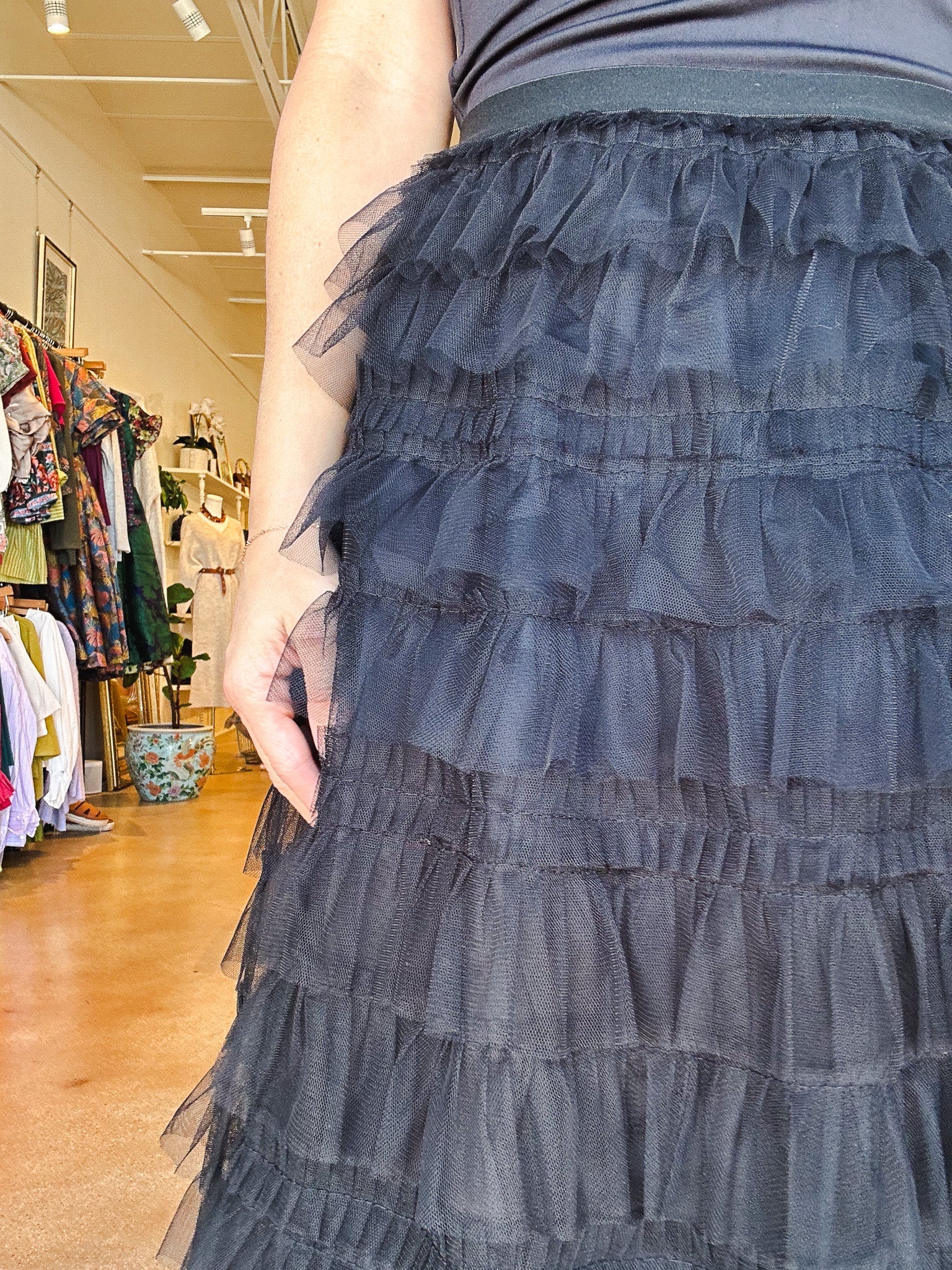 Jenny Tiered Skirt - Black - Elle Maxine