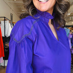 Kate Puff Long Sleeve Blouse - Purple - Elle Maxine