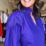 Kate Puff Long Sleeve Blouse - Purple - Elle Maxine