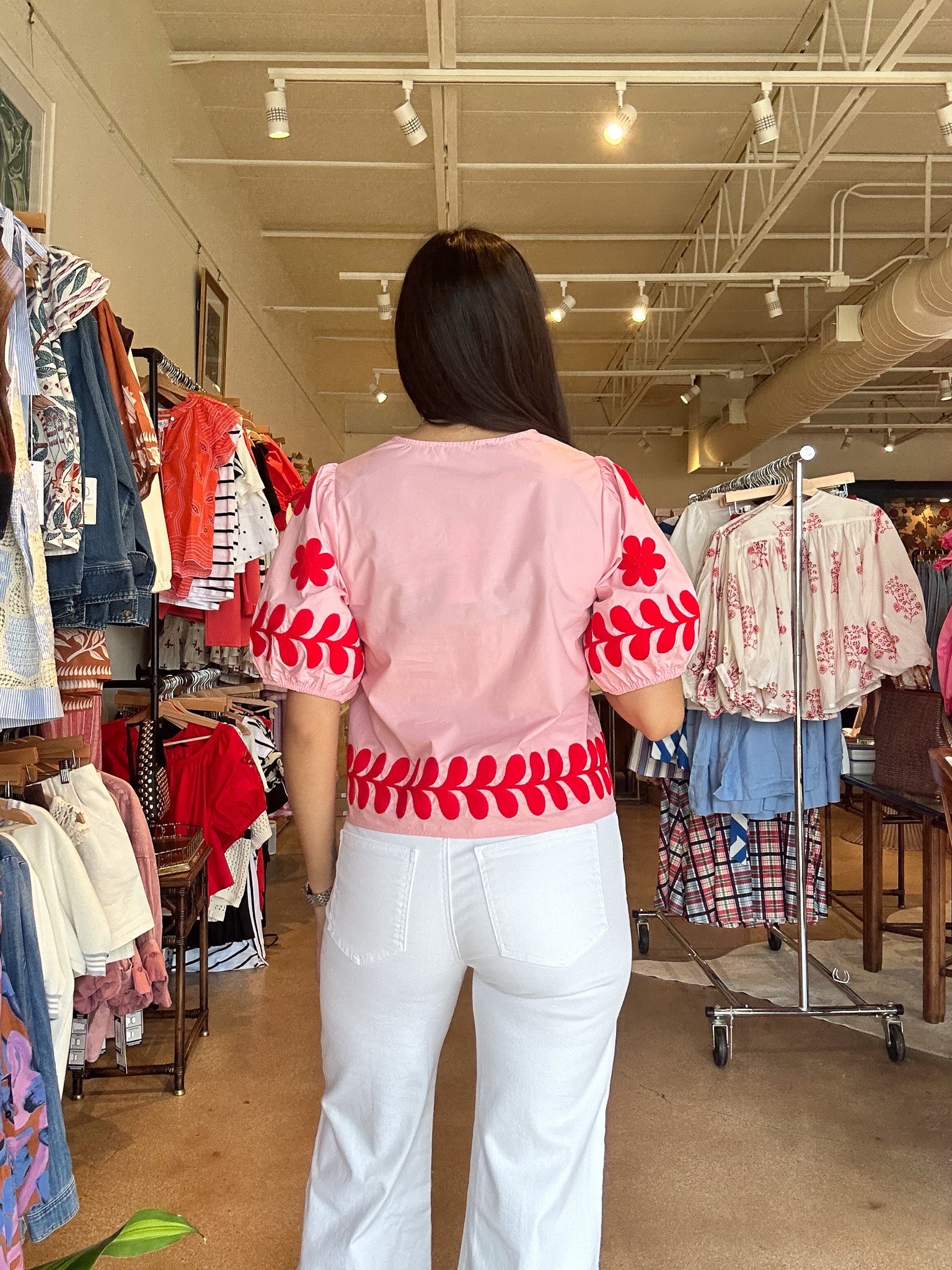 Katie Floral Puff Sleeve Top - Pink - Elle Maxine
