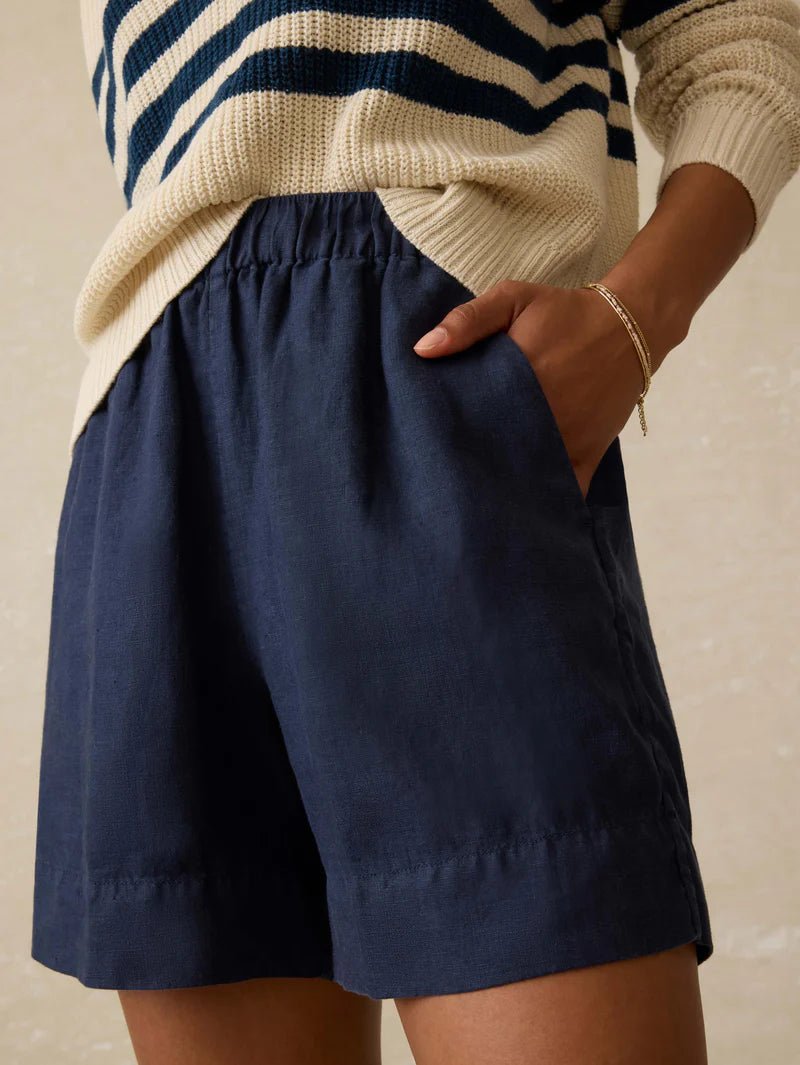 Laguna Linen Short - Navy - Elle Maxine