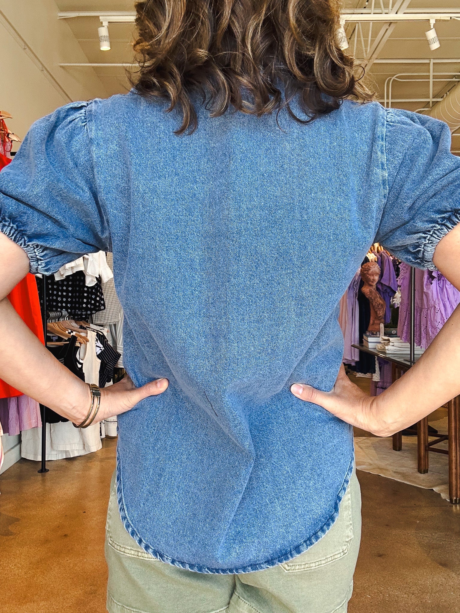 Laurel Denim Collared Top - Elle Maxine