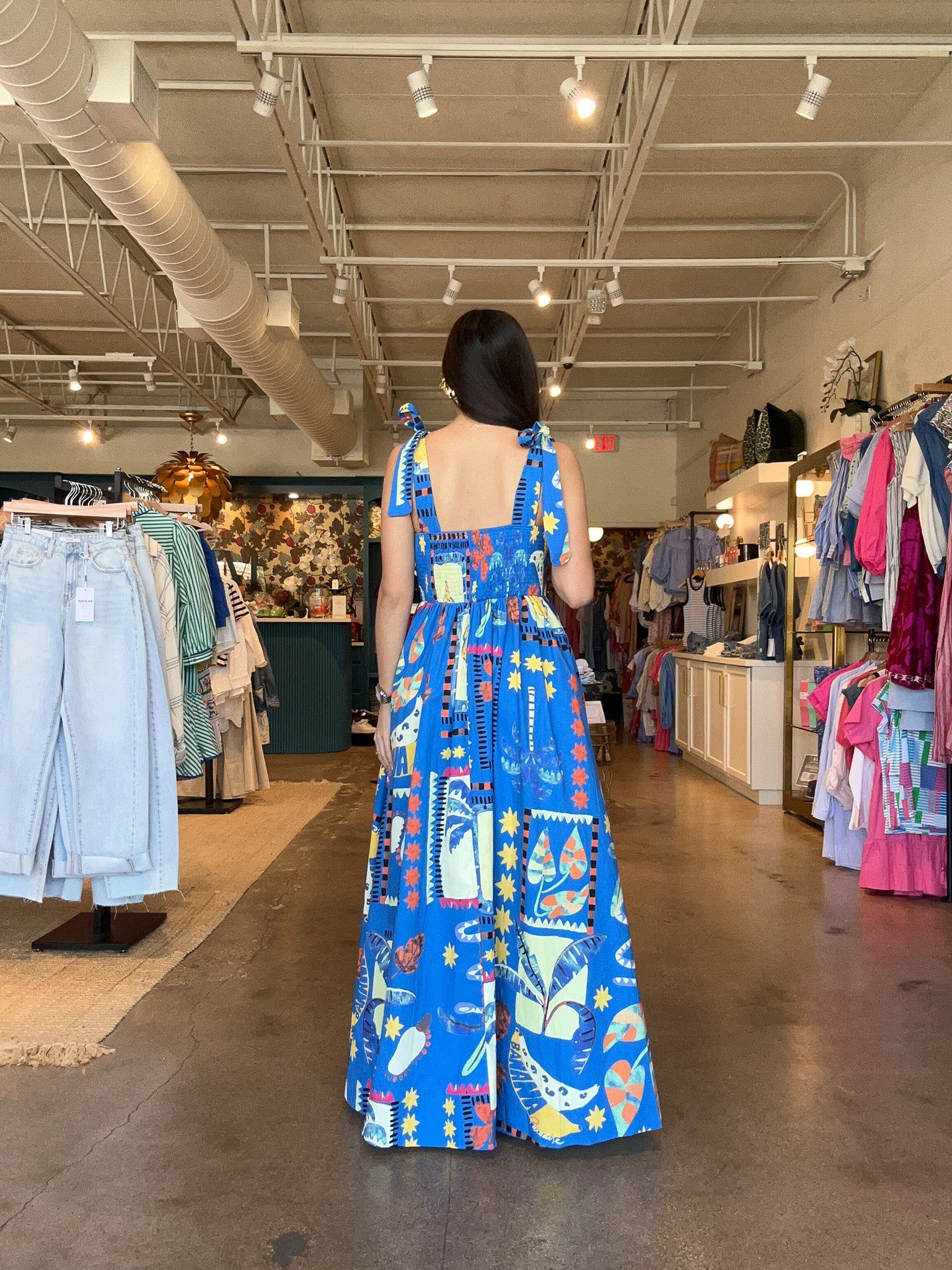 Lila Tie Strap Tropical Maxi Dress - Elle Maxine