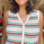 Lou Sleeveless Cardigan - Sedona Stripe - Elle Maxine