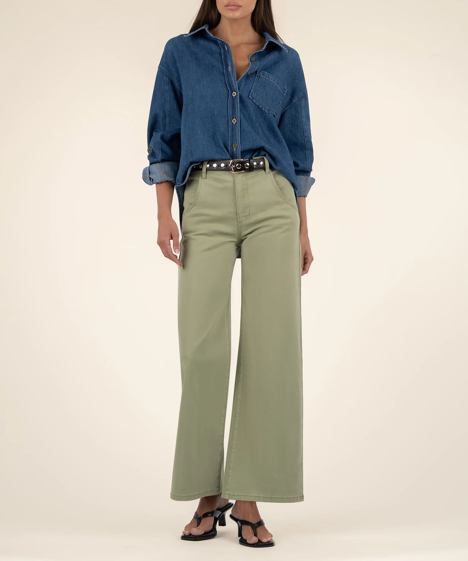 Meg Wide Leg Pant - Pistachio - Elle Maxine
