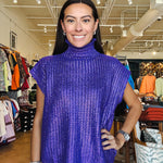 Metallic Foil Sweater - Purple - Elle Maxine