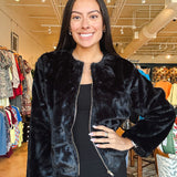 Mica Faux Fur Jacket - Black - Elle Maxine