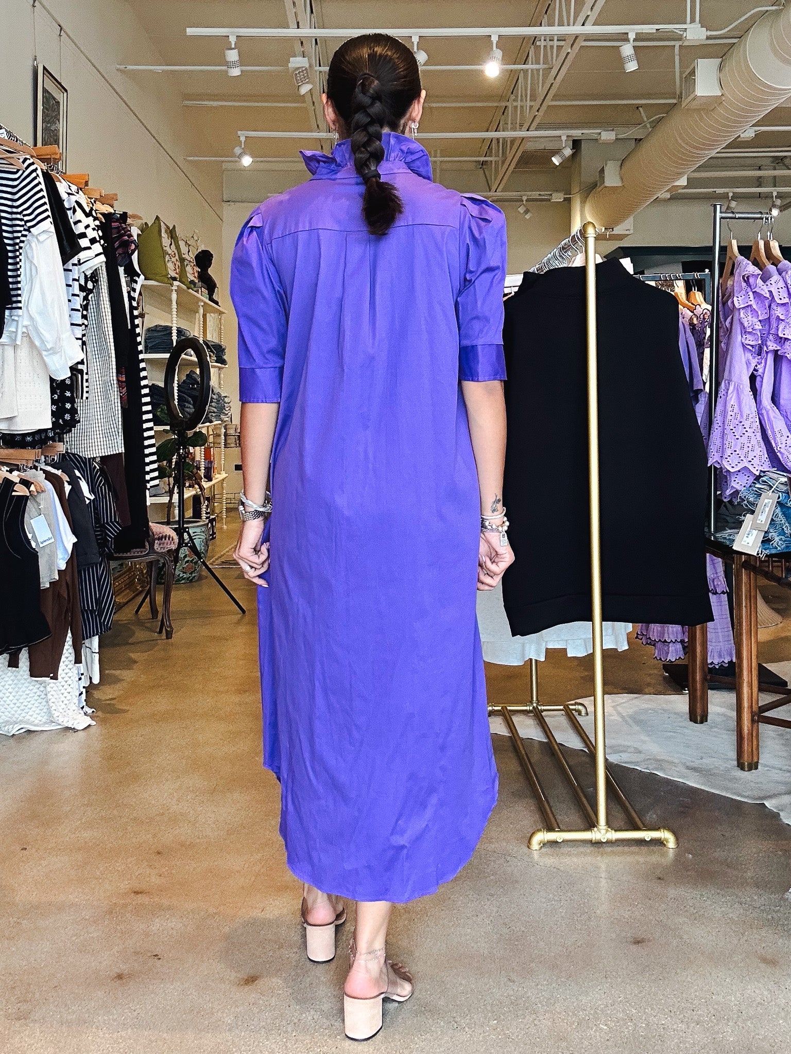 Nina Midi Shirt Dress - Purple - Elle Maxine
