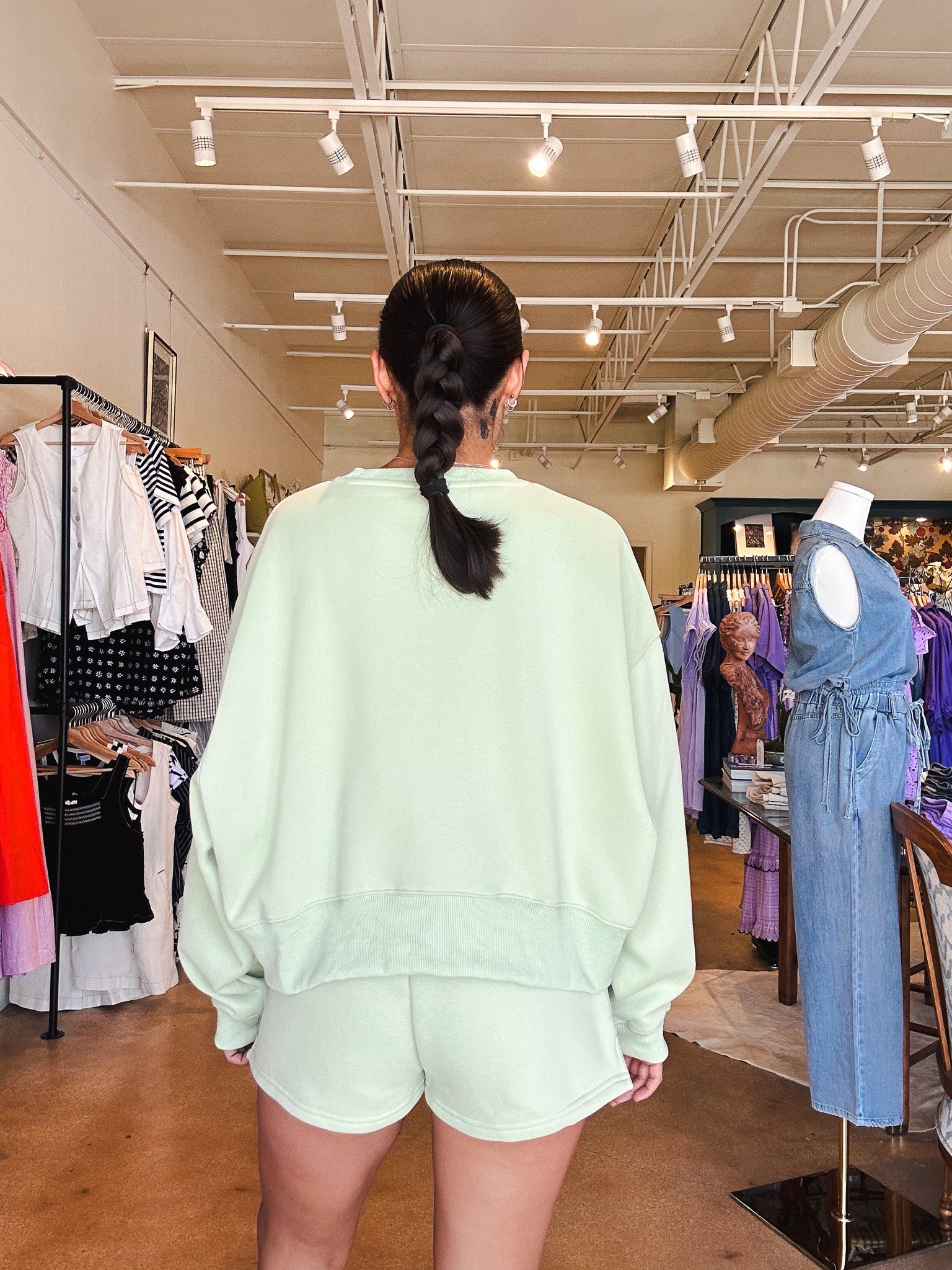 Nora Crew Neck Sweatshirt - Sage - Elle Maxine