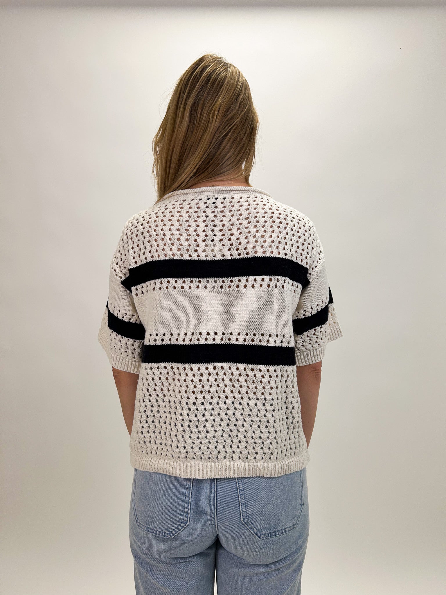 Openwork Knit Tee - Elle Maxine