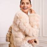 Paula Faux Fur Jacket - Beige - Elle Maxine