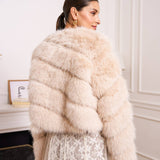 Paula Faux Fur Jacket - Beige - Elle Maxine