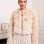 Paula Faux Fur Jacket - Beige - Elle Maxine