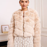 Paula Faux Fur Jacket - Beige - Elle Maxine