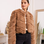Paula Faux Fur Jacket - Camel - Elle Maxine