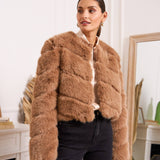 Paula Faux Fur Jacket - Camel - Elle Maxine