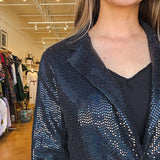 Phoebe Metallic Blazer - Black - Elle Maxine