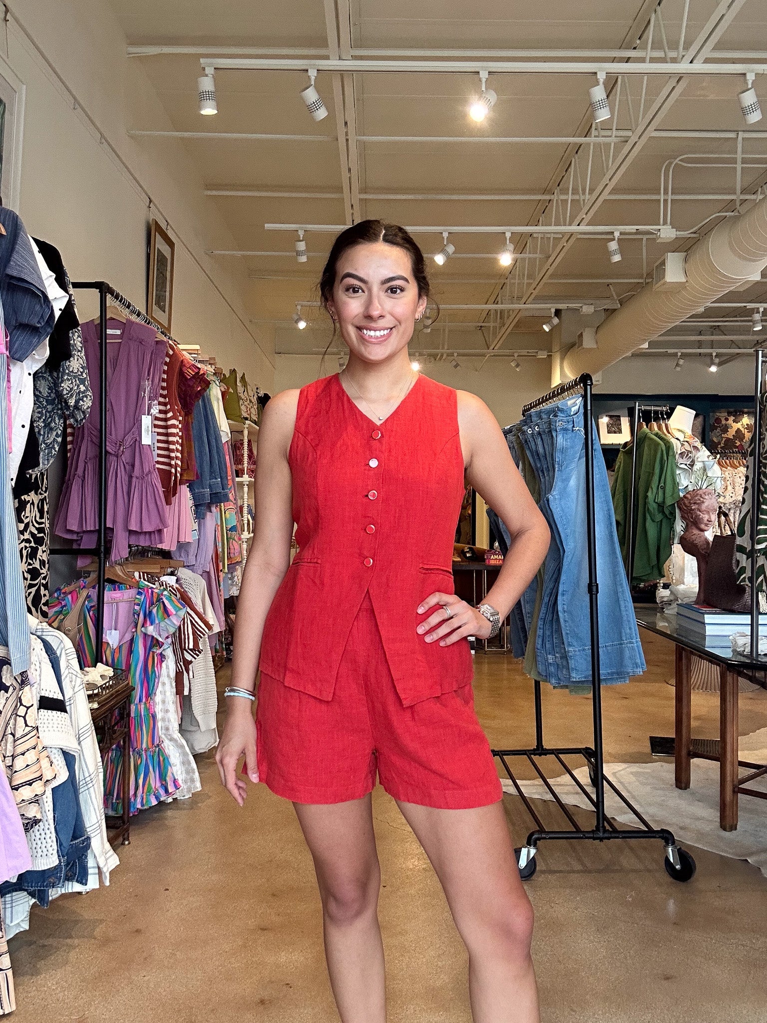 Pisces Vest - Salsa Red - Elle Maxine