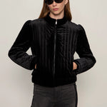 Quilted Velvet Jacket - Black - Elle Maxine