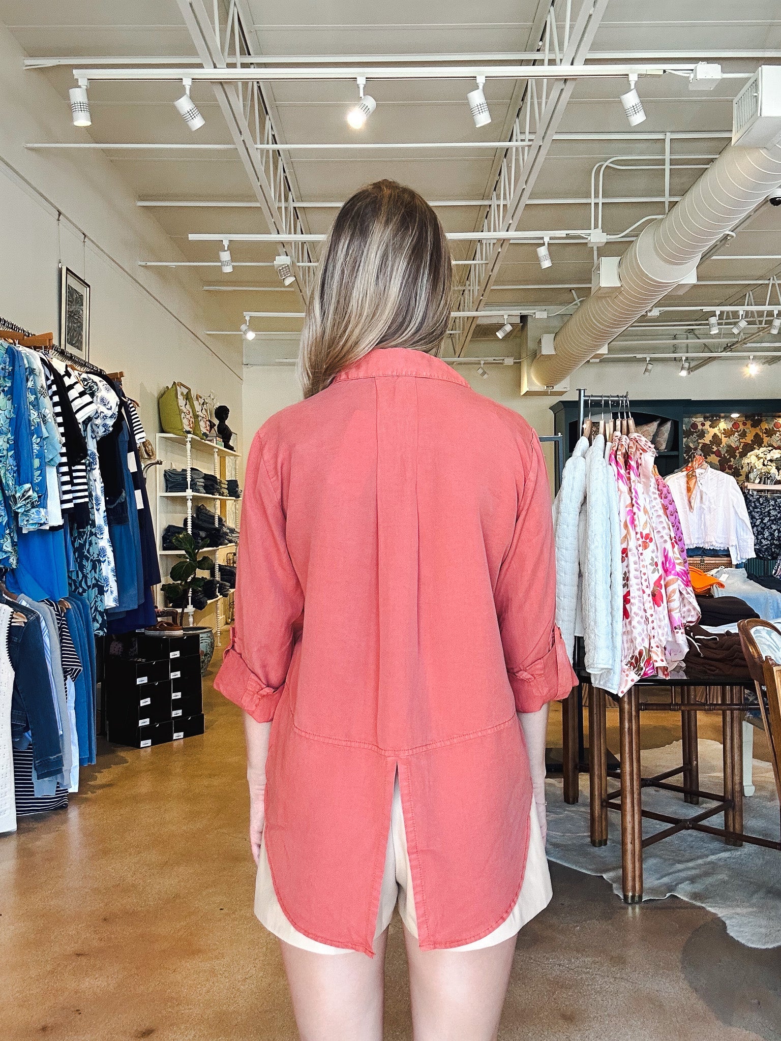 Riley Button Down Top - Brick - Elle Maxine