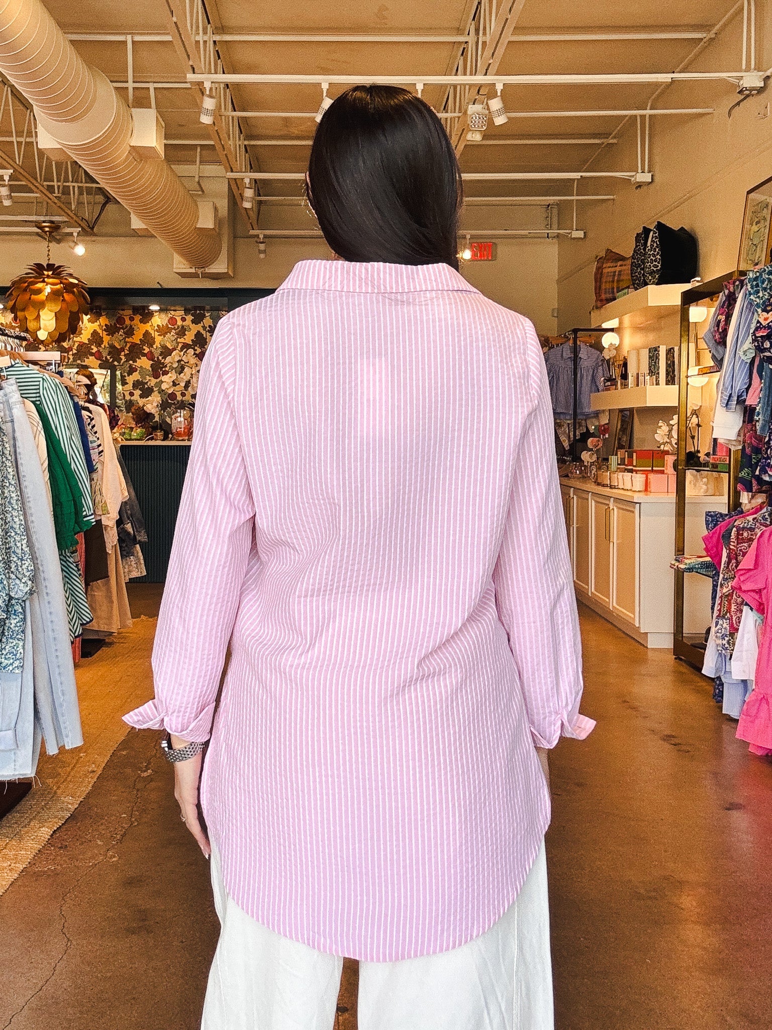 Rosie Button - Up Pinstripe Shirt - Elle Maxine