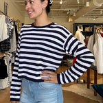 Rumi Lightweight Stripe Sweater - Navy - Elle Maxine