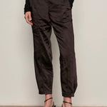 Sahara Satin Tapered Pant - Black - Elle Maxine