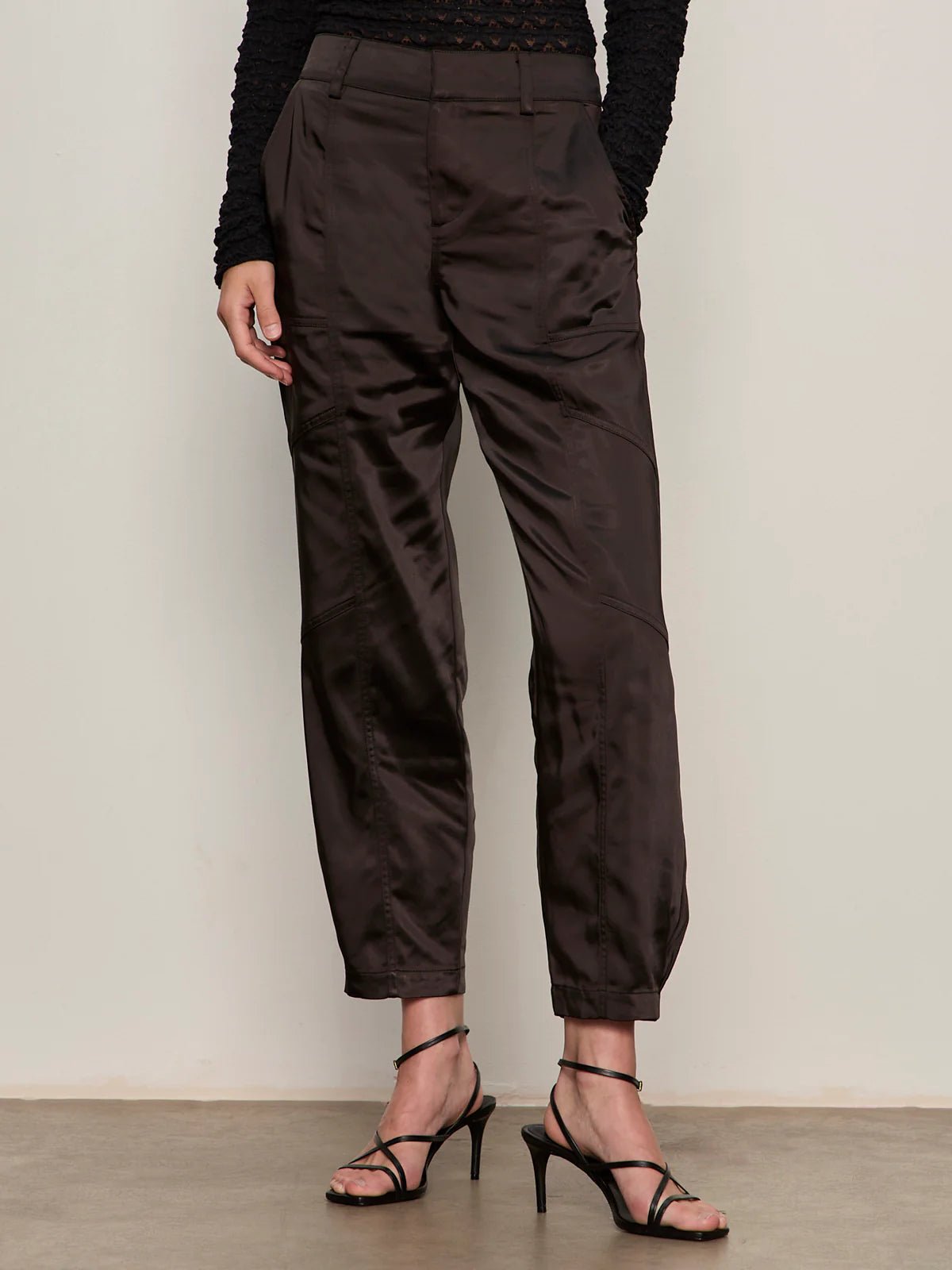 Sahara Satin Tapered Pant - Black - Elle Maxine