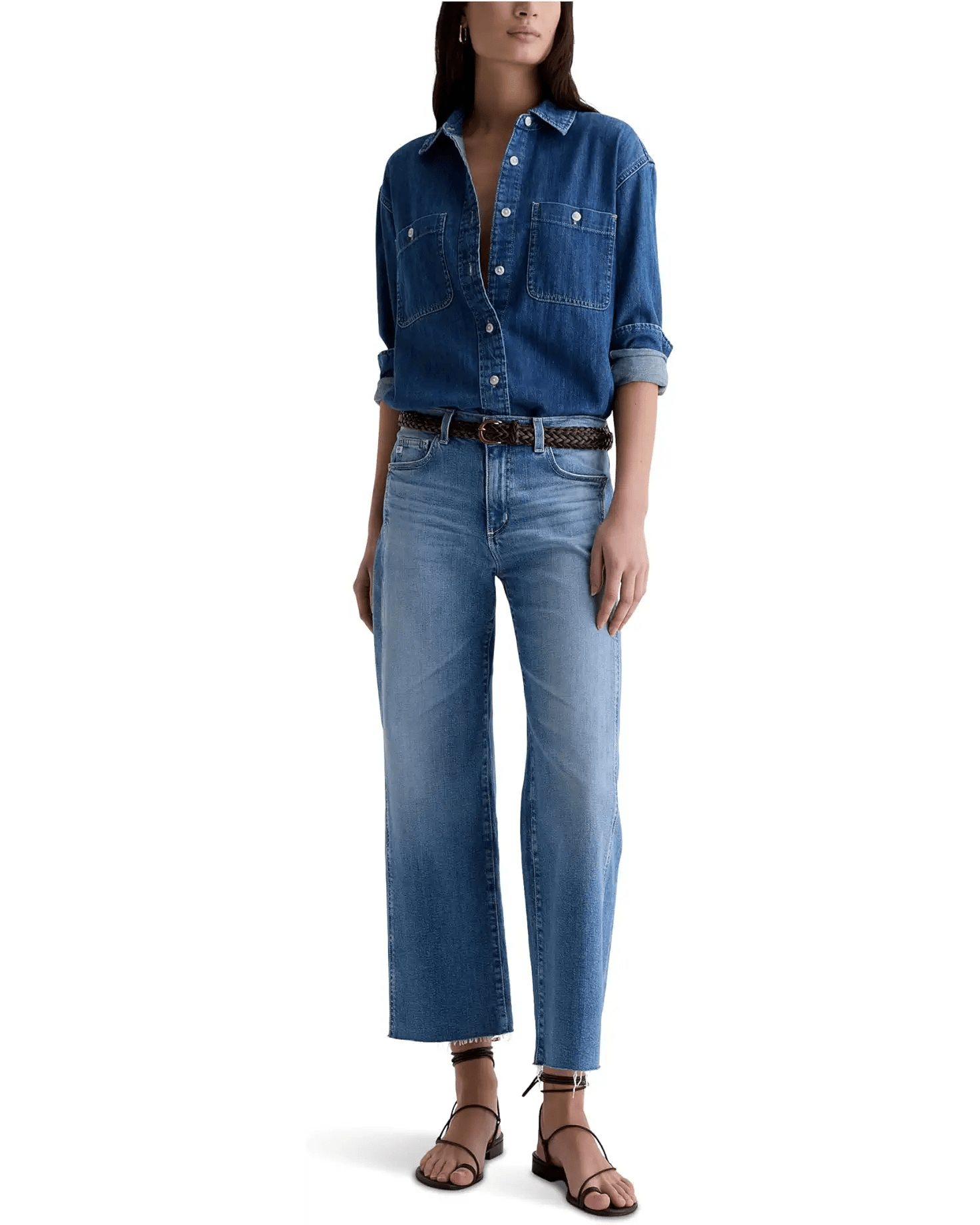 Saige Wide Leg Crop Jeans - Rosarito - Elle Maxine