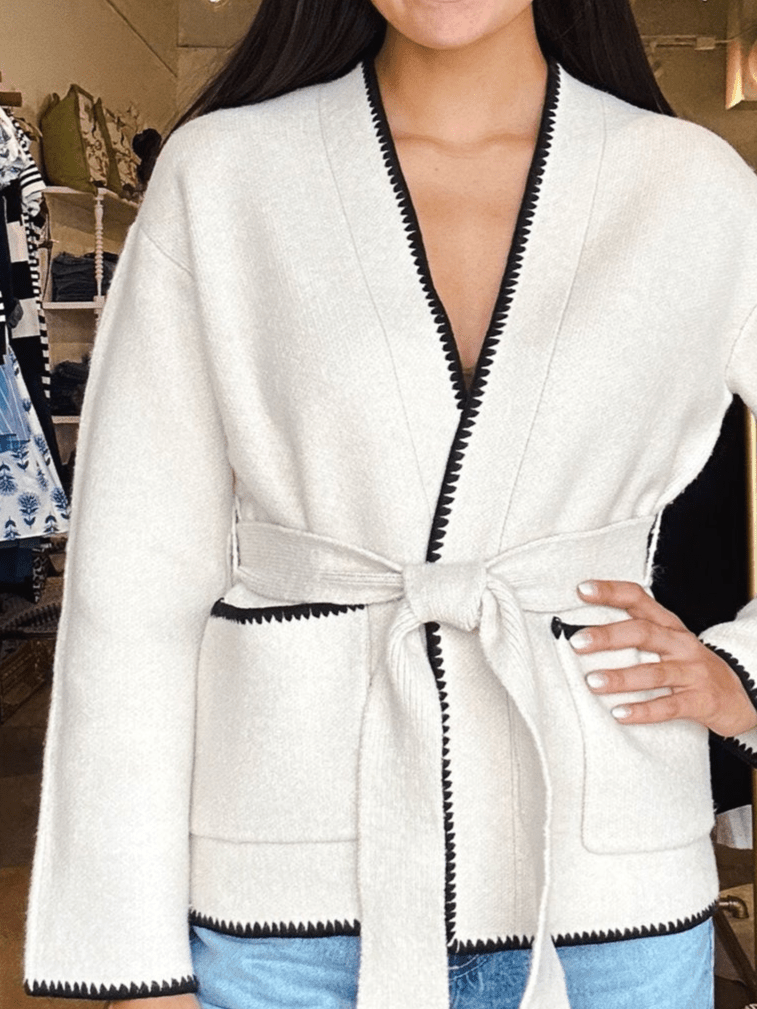 Sasha Tie Front Cardigan - Elle Maxine