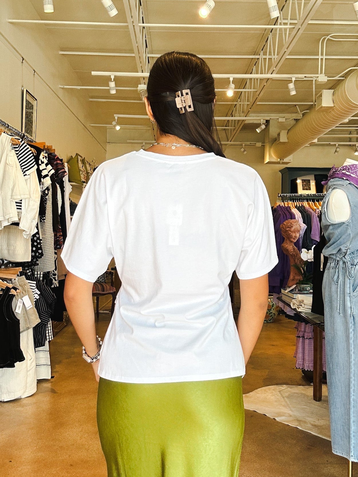 Shirred Waist Dolman Tee - White - Elle Maxine