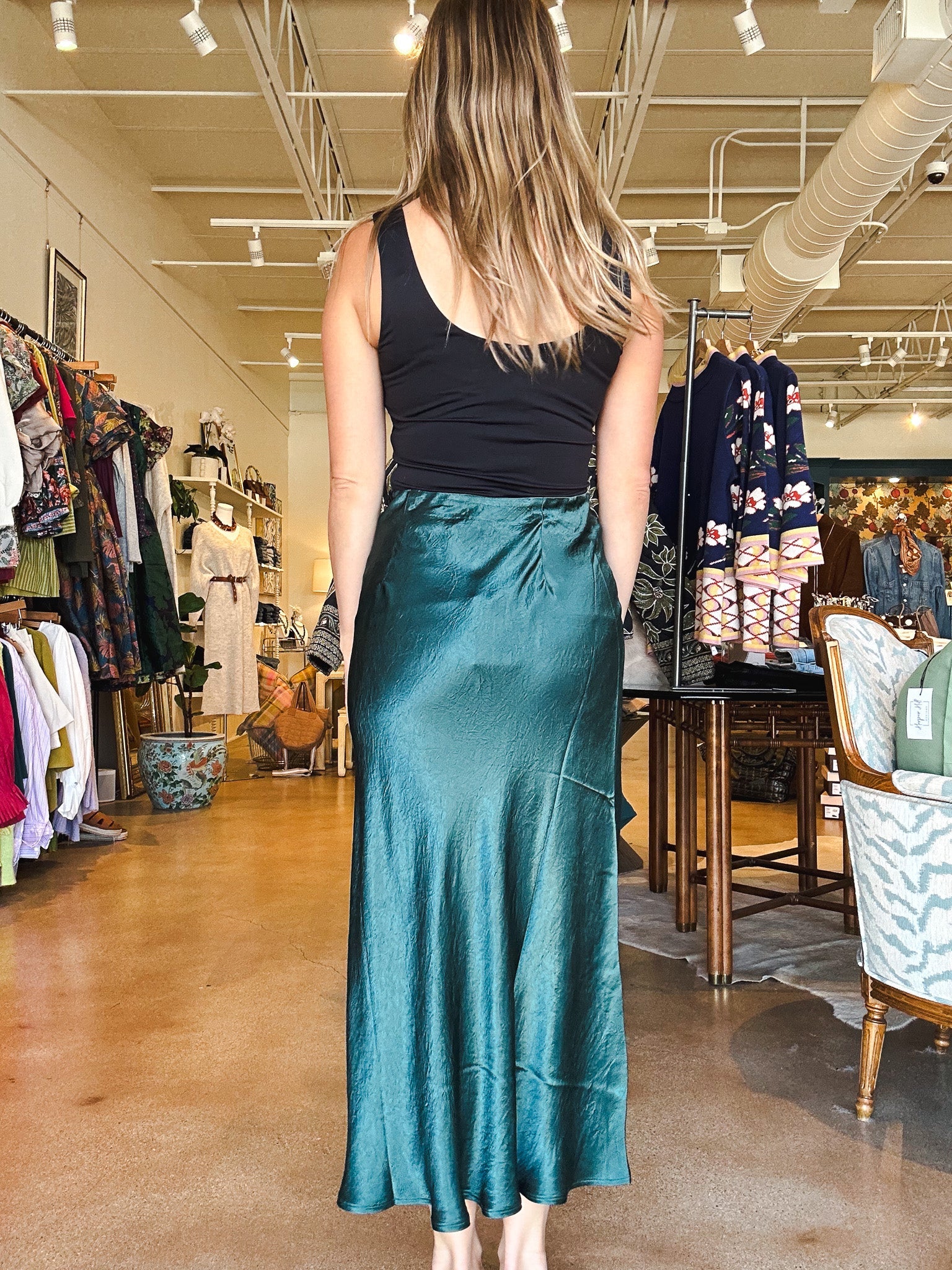 Skylar Bias Skirt - Teal - Elle Maxine