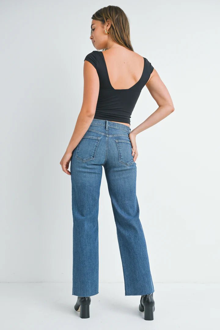 Slim Palazzo Scissor Cut Jeans - Dark Wash - Elle Maxine