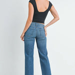 Slim Palazzo Scissor Cut Jeans - Dark Wash - Elle Maxine