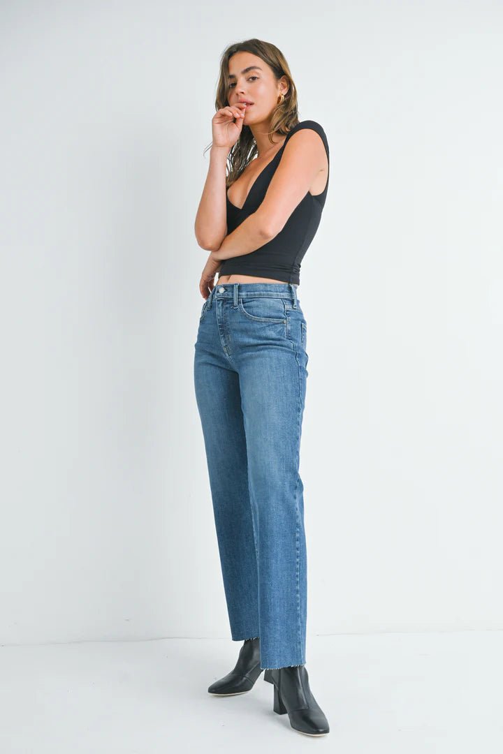 Slim Palazzo Scissor Cut Jeans - Dark Wash - Elle Maxine