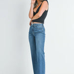 Slim Palazzo Scissor Cut Jeans - Dark Wash - Elle Maxine