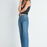 Slim Palazzo Scissor Cut Jeans - Dark Wash - Elle Maxine