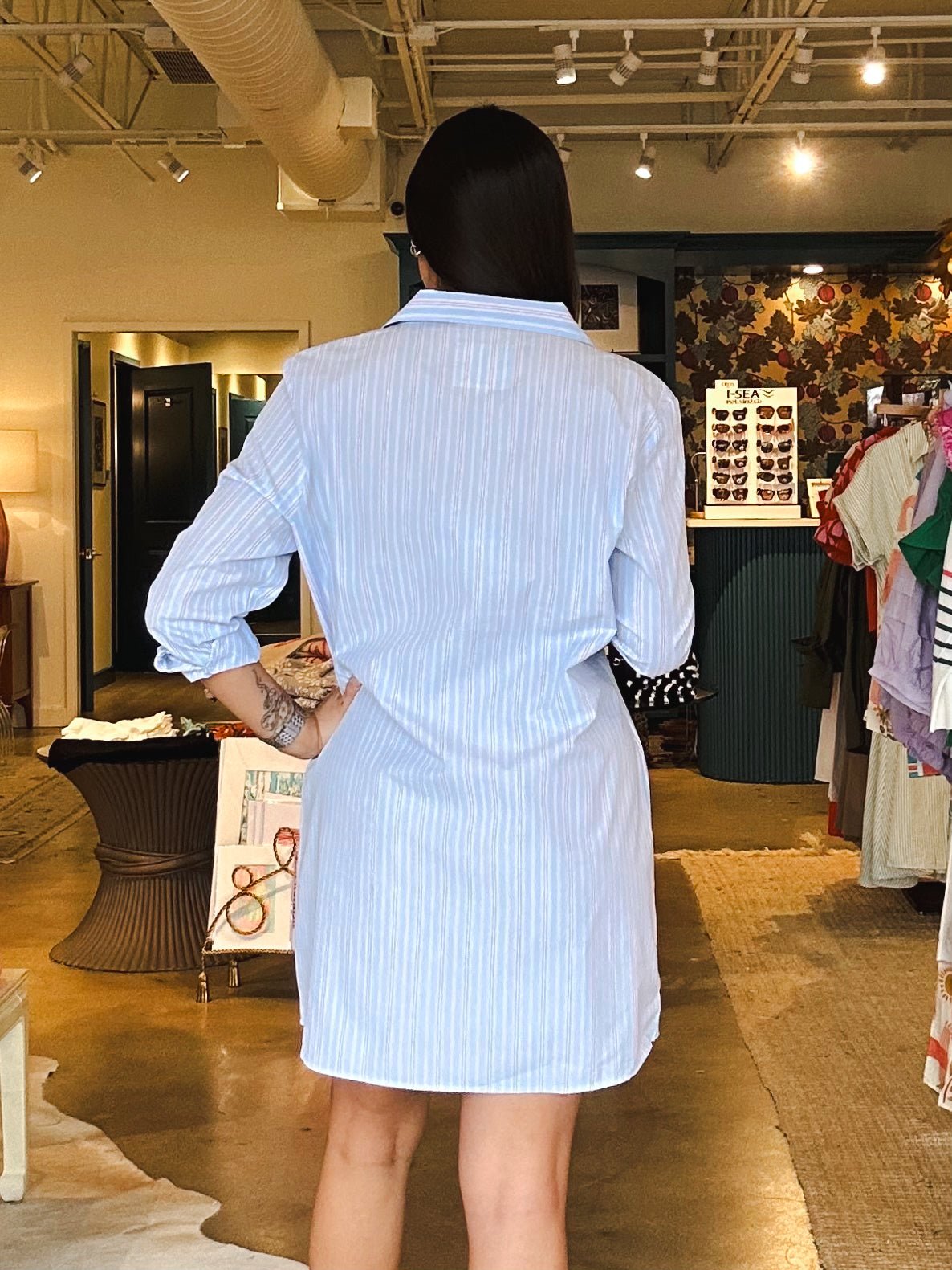 Sumter Dress - Blue Rose Stripe - Elle Maxine