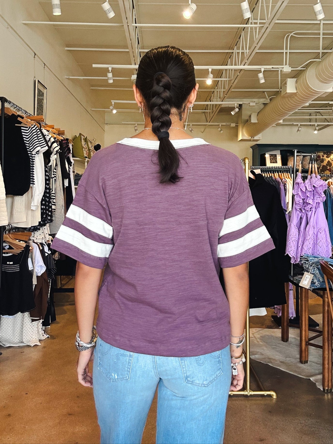 Sunwashed Slub Varsity Tee - Flint - Elle Maxine