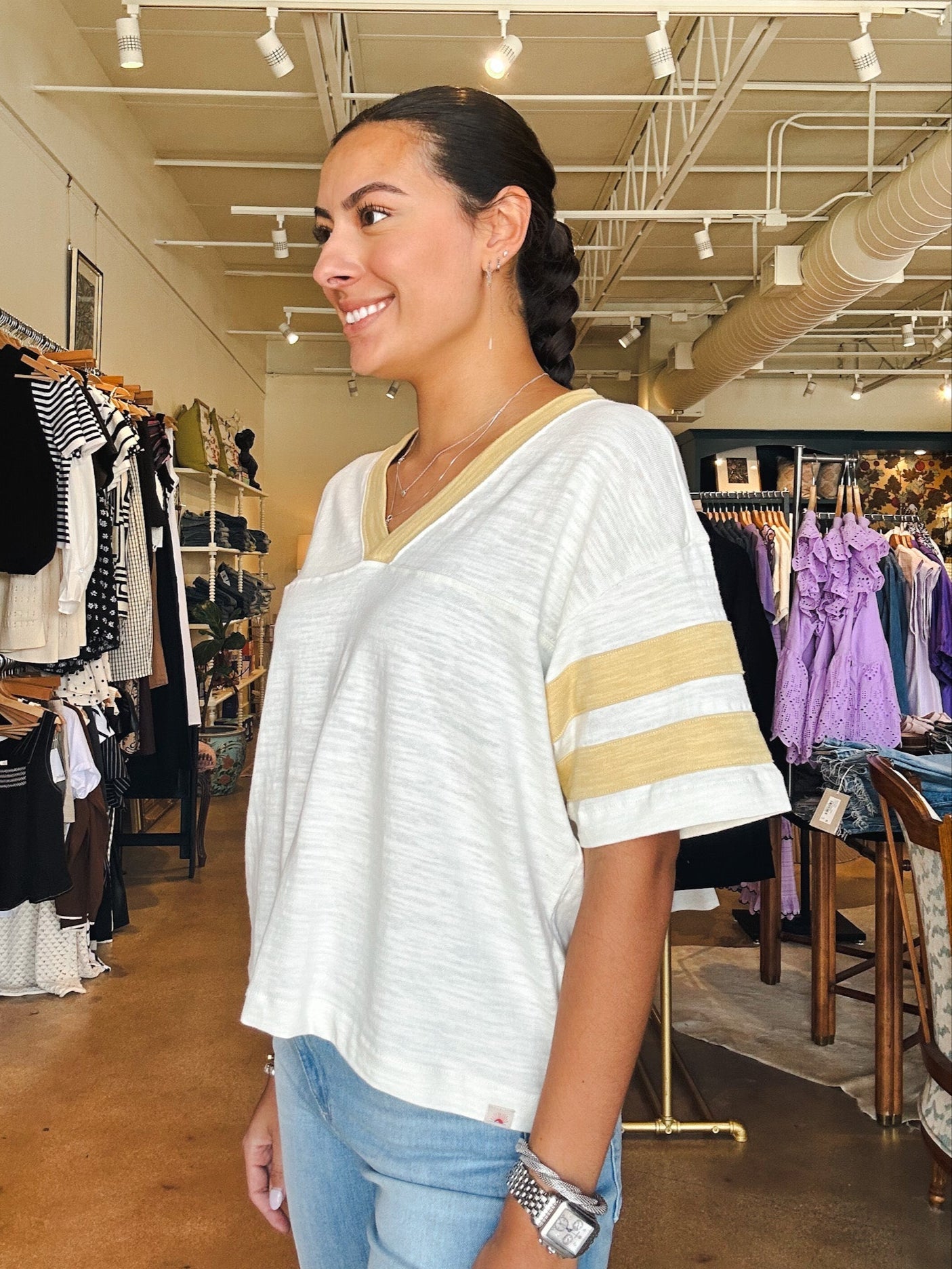 Sunwashed Slub Varsity Tee - Sahara - Elle Maxine