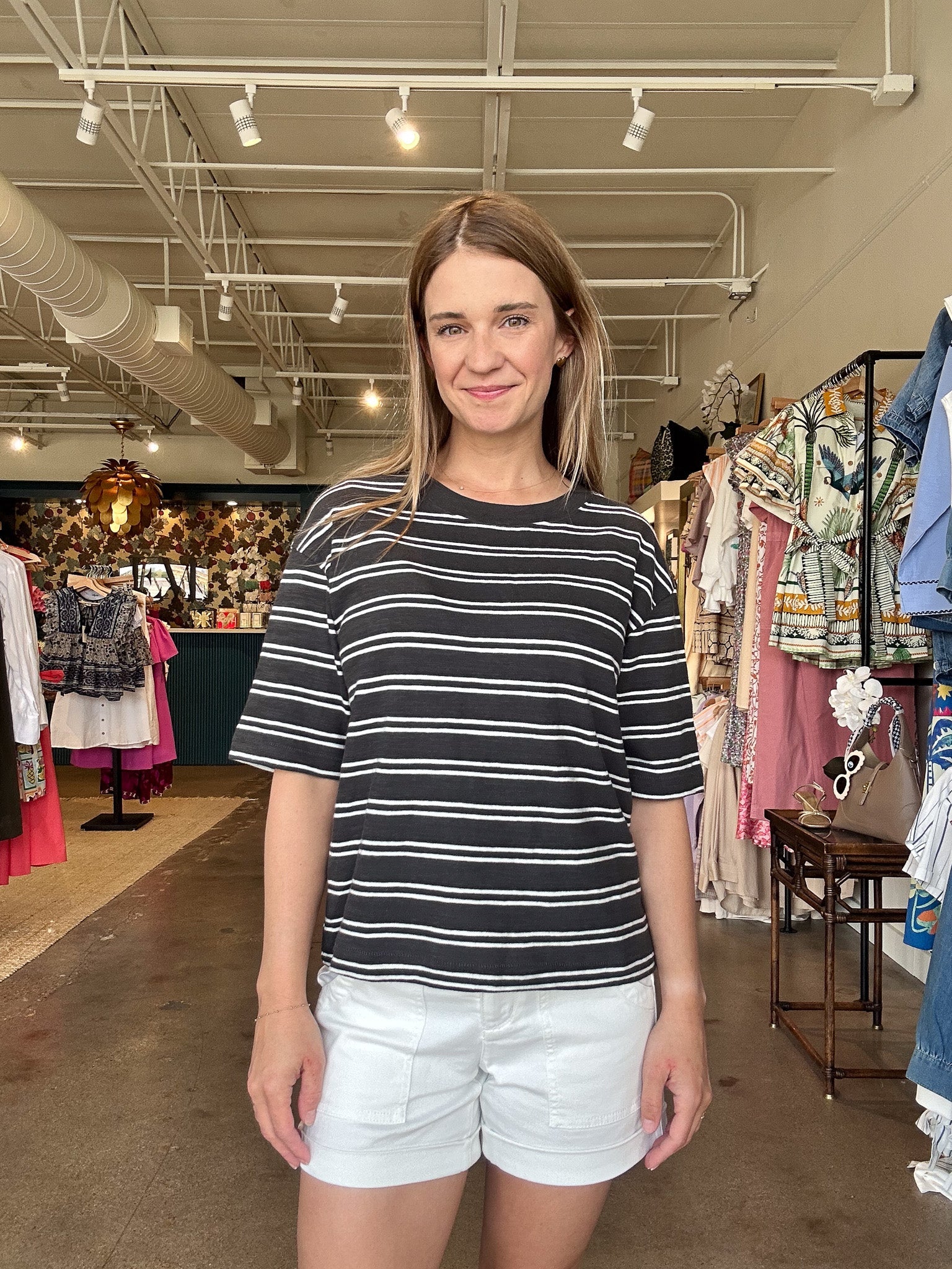 Sunwashed Vintage Tee - Phantom Stripe - Elle Maxine