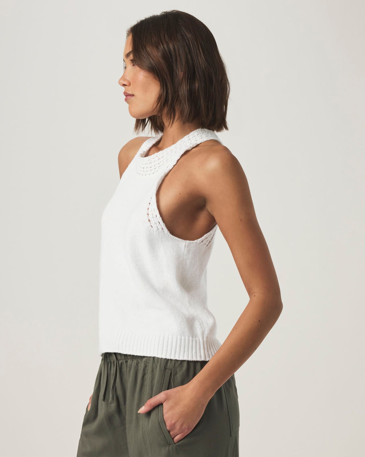 Talula Sweater Tank - White - Elle Maxine