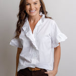 Vanessa Ruffle Top - White - Elle Maxine