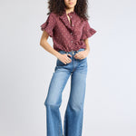 Vanessa Top - Burgundy Foulard - Elle Maxine