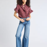 Vanessa Top - Burgundy Foulard - Elle Maxine