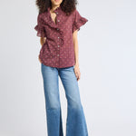 Vanessa Top - Burgundy Foulard - Elle Maxine