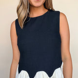 Coleen Contrast Bubble Hem Top