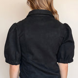 Vynessa Faux Suede Piping Detail Top